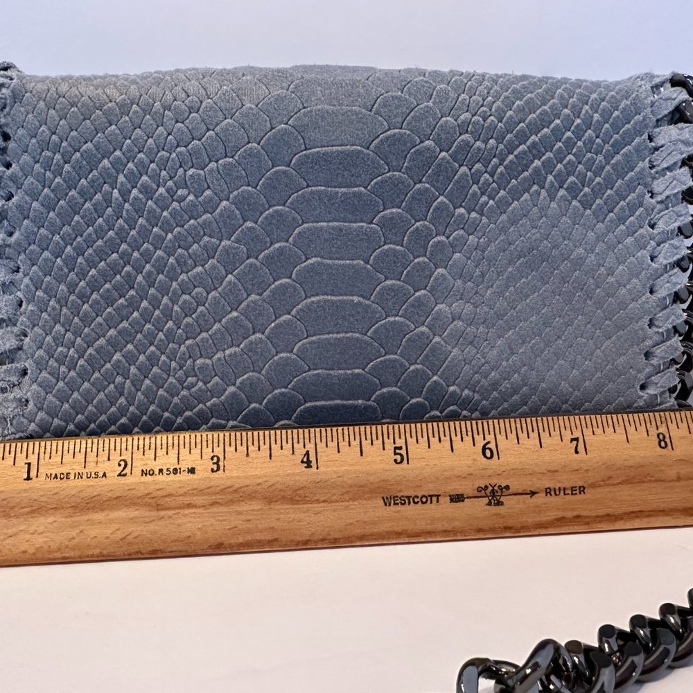 Snake Skin Light Blue Crossbody with Chain - Picture 2 of 5